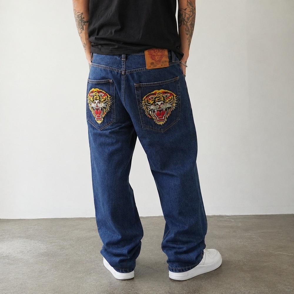 Christian Audigier Ed Hardy Y2K Jeans Tiger Embroidered 2007 Denim Men's 32x32